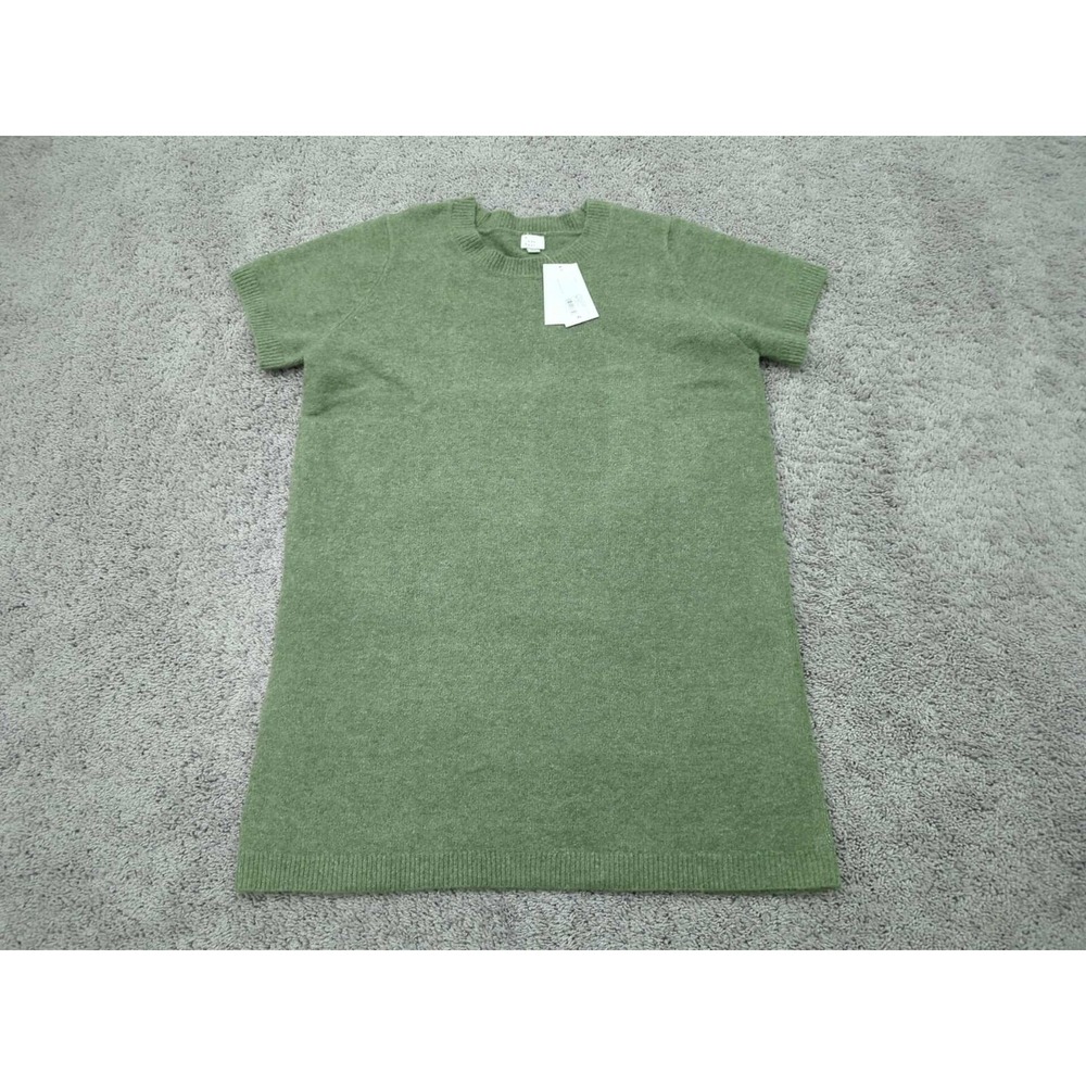 A New Day Sweater Dress Womens XL Green Pullover Short Sleeve Mini Cozy Knit